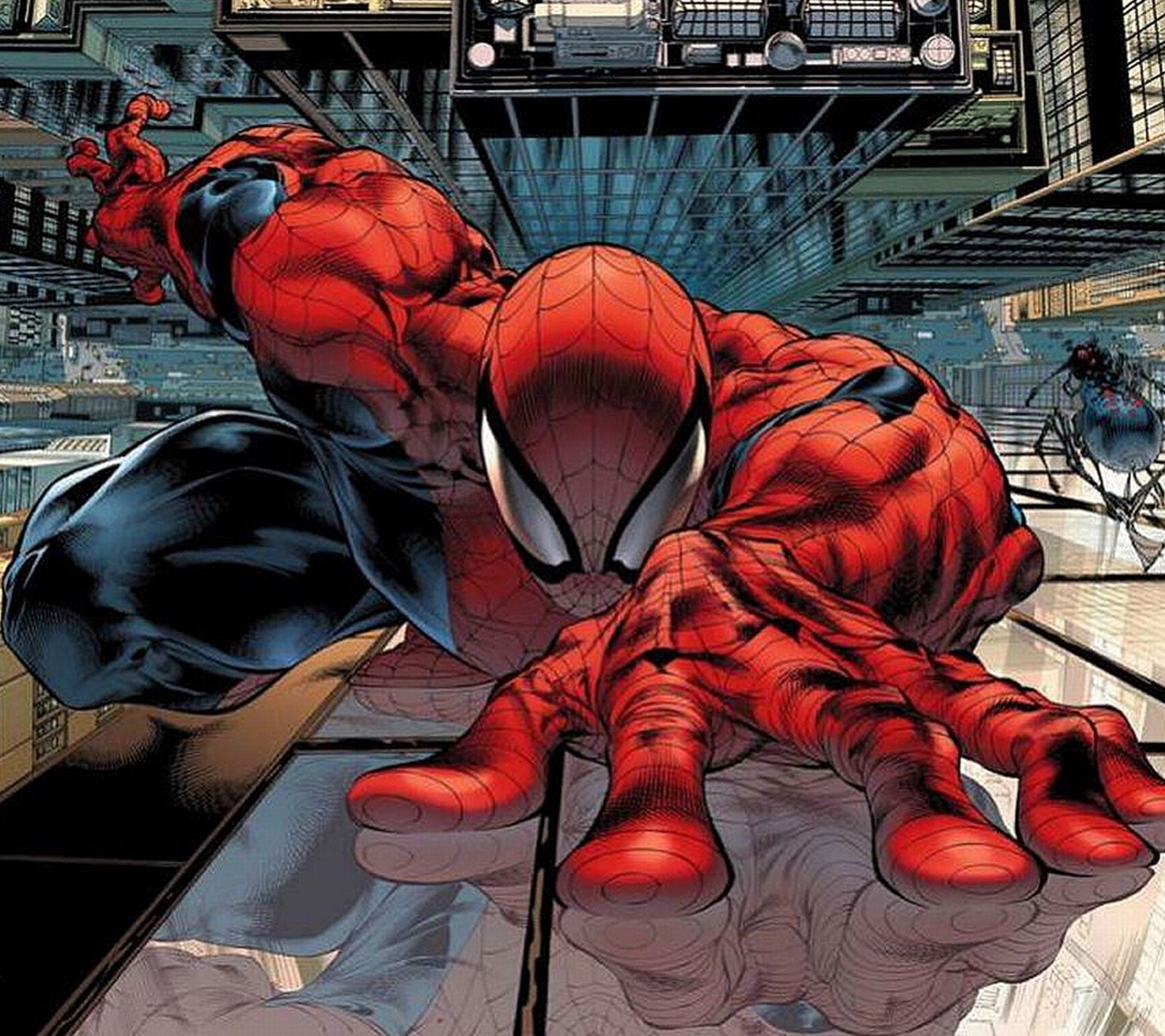 Spider-man et spider-woman dans un cadre urbain (bandes dessinées, marvel, spiderman)