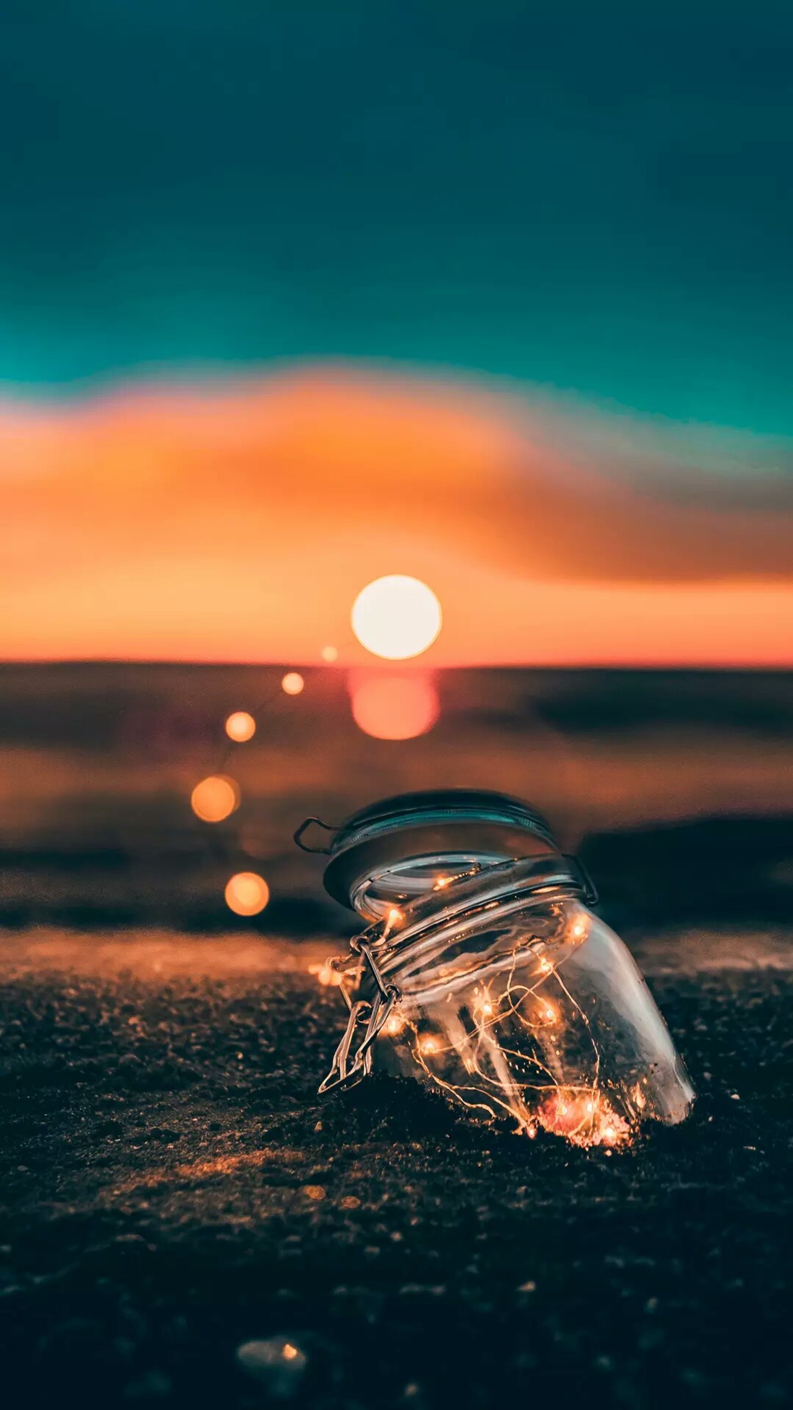 Lade schön, flasche, fairylights, licht, nacht Hintergrund herunter