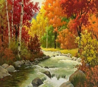 autumn, landscape, nature, painting wallpaper