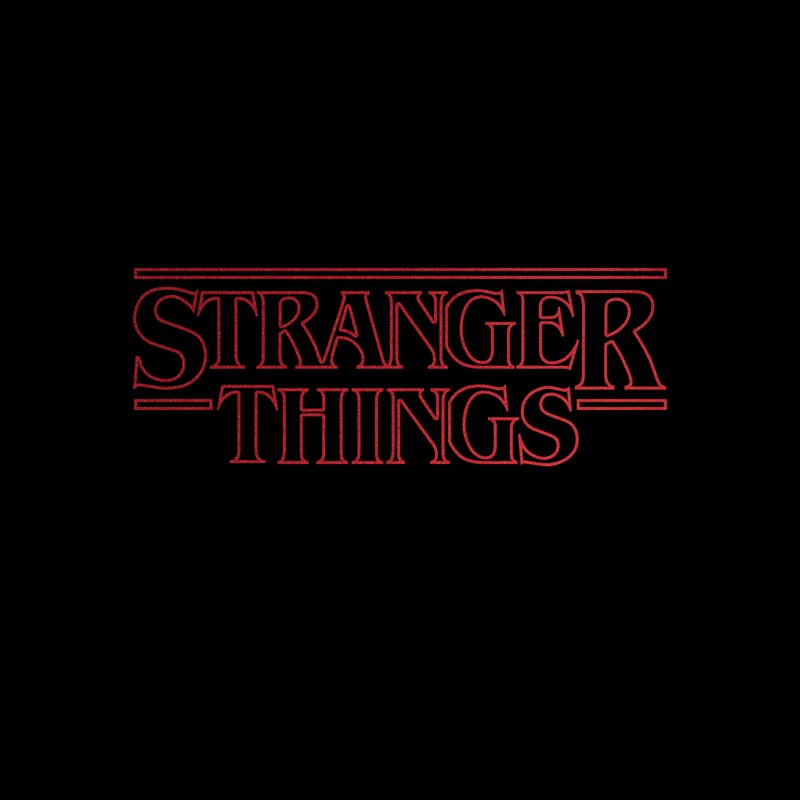 Красно-черный логотип с надписью "stranger things". (очень странные дела, stranger things, обои)