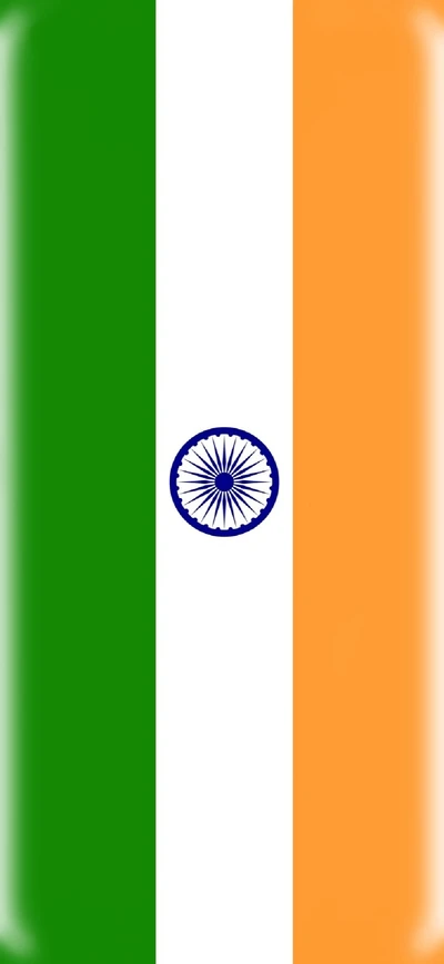 Curved Indian Flag with Green, White, and Orange Stripes