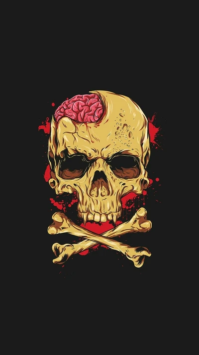 art, brain, skull