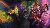 Heartsteel Champions Unite: Ezreal, Sett, Kayn, and Yone in a Neon Underground Showdown