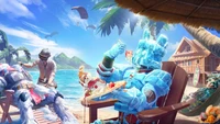 Mythic Winter Celebration in PUBG Mobile: Eis Krieger entspannt am Strand