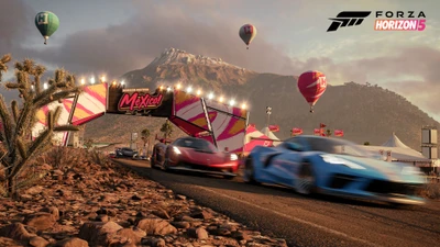 Захватывающие гонки в Forza Horizon 5: Спортивные автомобили мчатся по яркому мексиканскому пейзажу