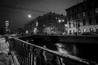 Nighttime Reflection of Saint Petersburg's Urban Landscape