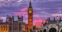 Big Ben bei Sonnenuntergang: Ein majestätisches Wahrzeichen der Londoner Stadtlandschaft