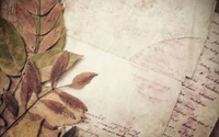 Nature's Imprint: Artistic Fusion of Leaves and Vintage Paper