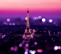 bokeh, eiffel tower, paris, purple, sparkling wallpaper