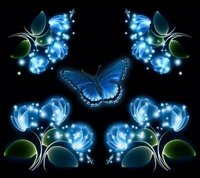 blue, butterfly, floral, flowers, glow wallpaper