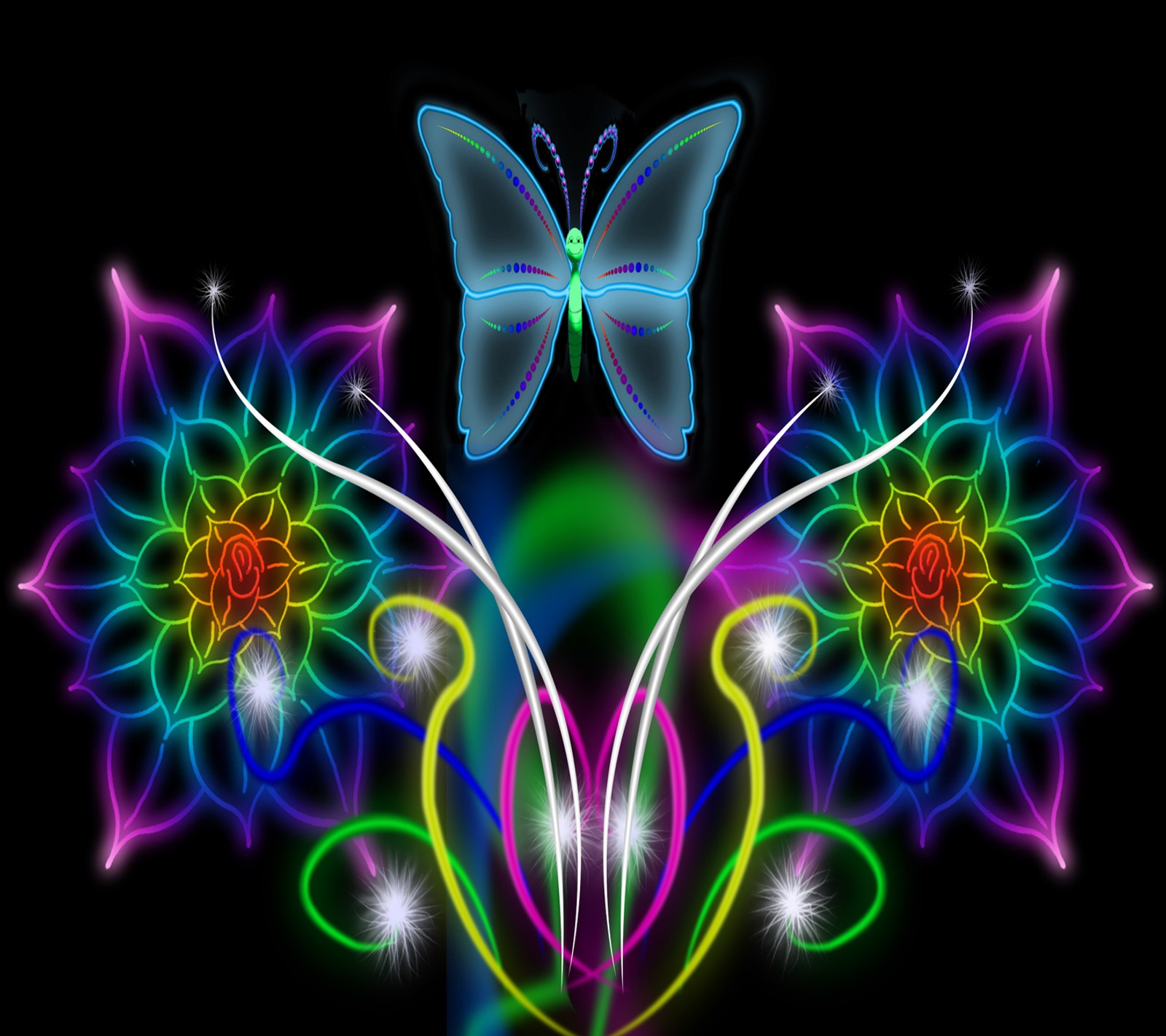 Mariposas y flores con una mariposa encima de ellas (mariposa, fondo de pantalla)