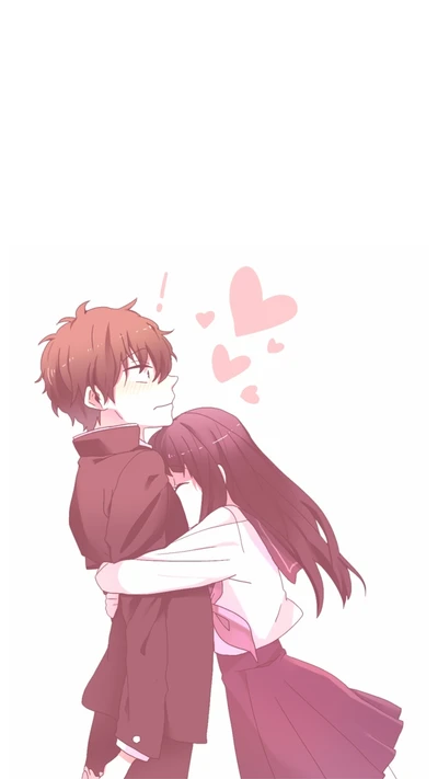 anime, couple, girl, hug, hyouka