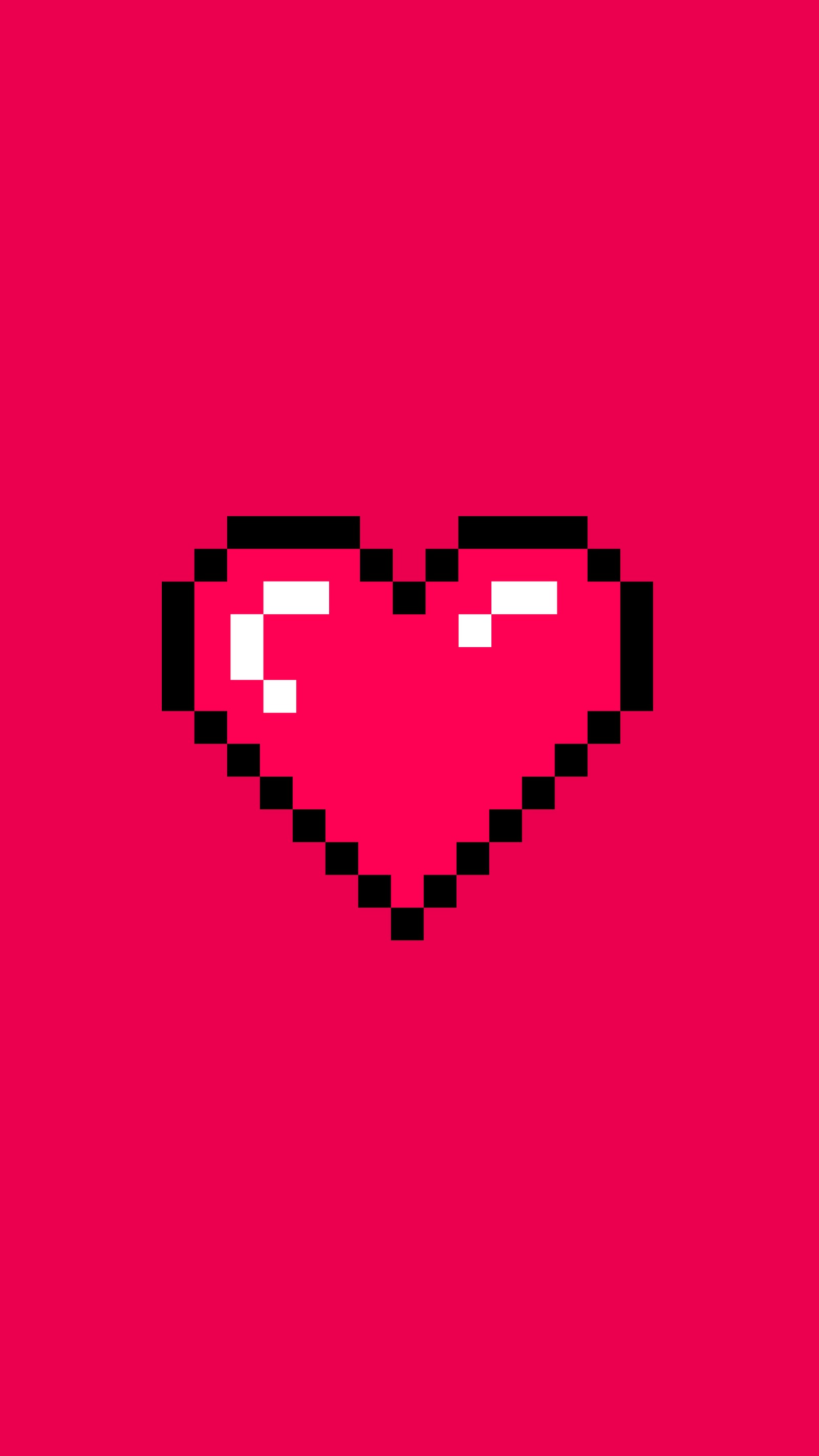 A close up of a pixel heart on a pink background (retro, games, valentine, heart, love)