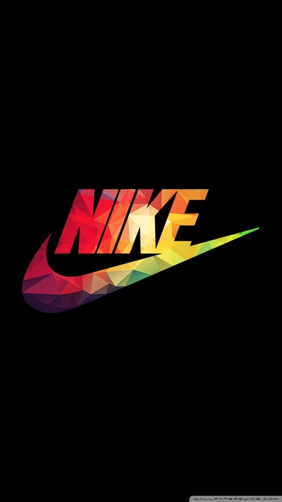 Logo de Nike geométrico y colorido sobre fondo negro