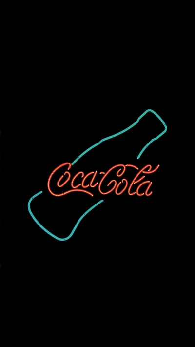 Neon Coca-Cola Logo on Black Background