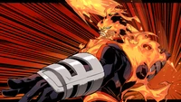 Enji Todoroki desatando su poder ígneo en My Hero Academia