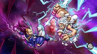 vegeta, luffy, gear 5, boss fight, sun god nika wallpaper