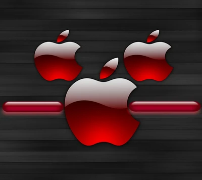 pomme, logo, rouge