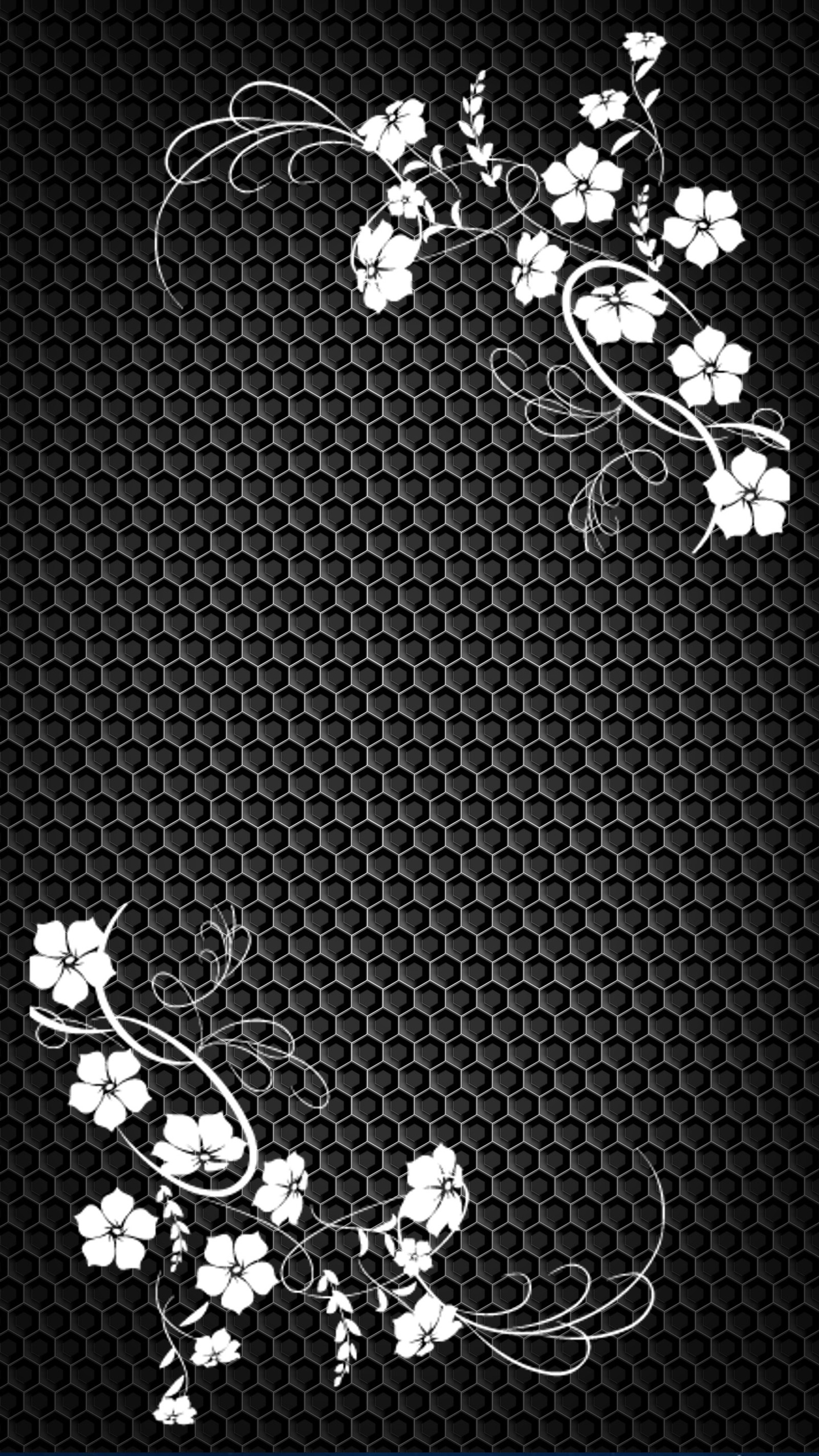 A black and white floral background with a butterfly (black, blanc, fleur, flowers, noir)