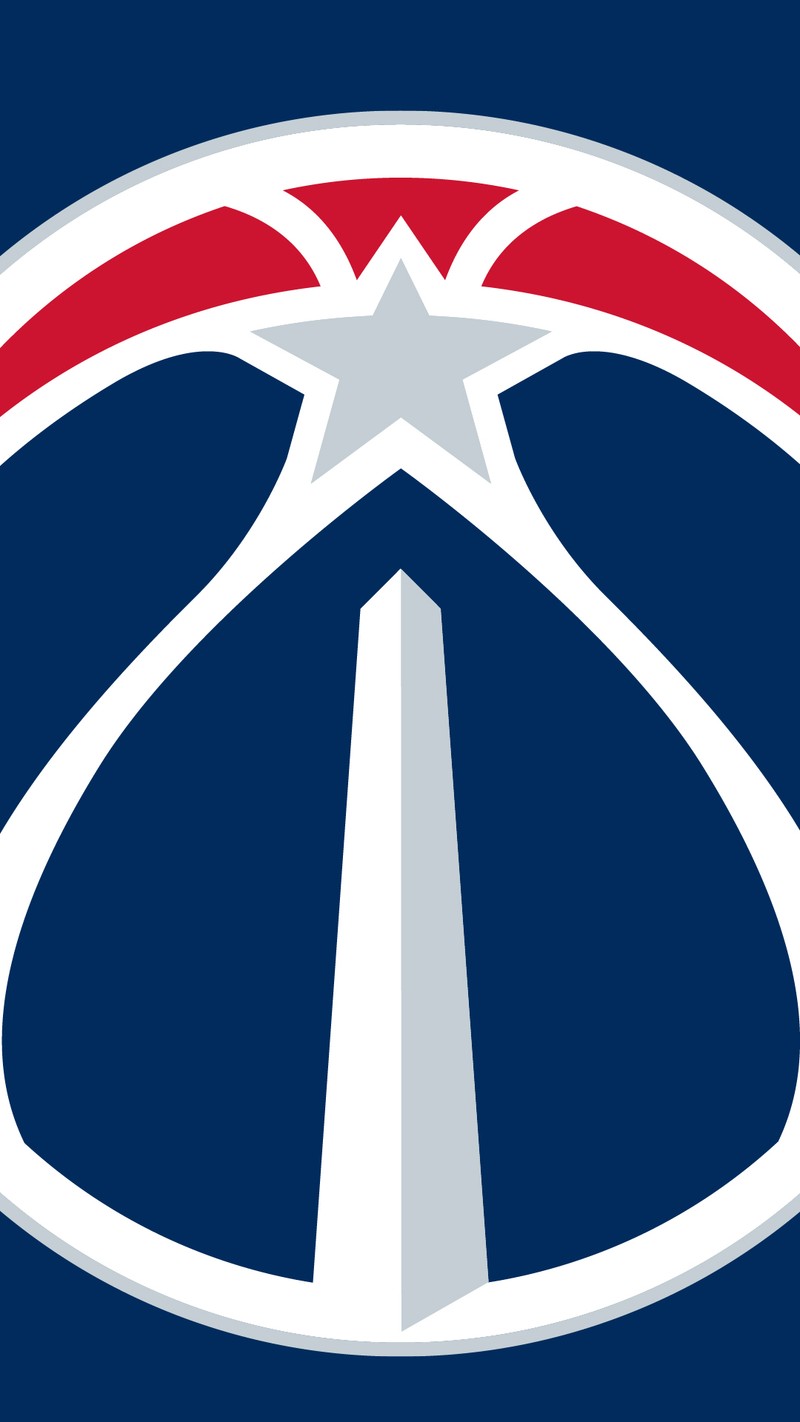 Крупный план логотипа washington wizards на синем фоне (вашингтон, washington, волшебники, баскетбол, nba)