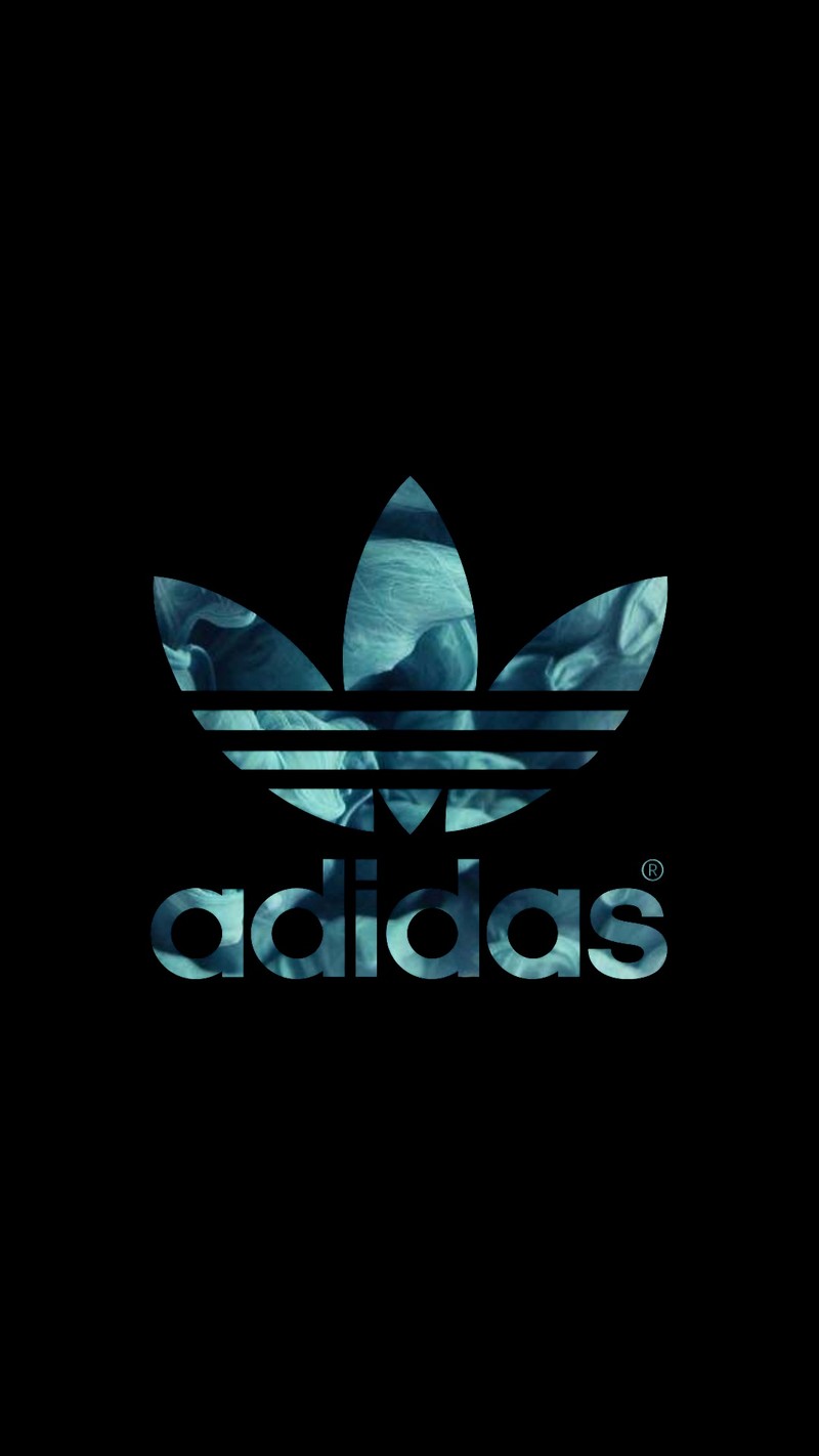 Логотип adidas на черном фоне (синий, чернила, дым)