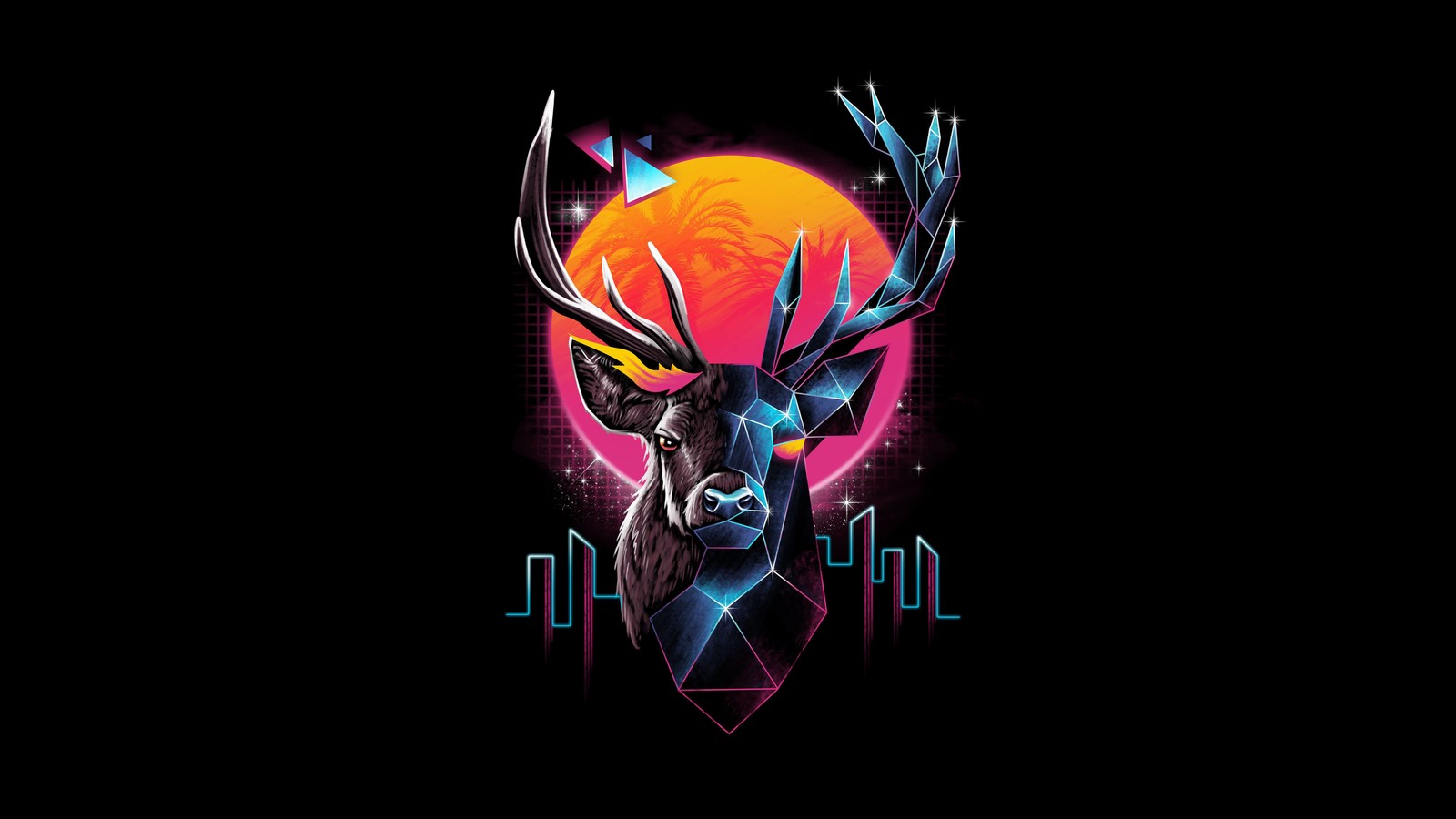 deer, abstract, digital art Download Wallpaper