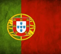 Bandeira de Portugal com um design de globo estilizado.