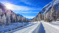 invierno, carretera de invierno, nieve, camino, camino de nieve