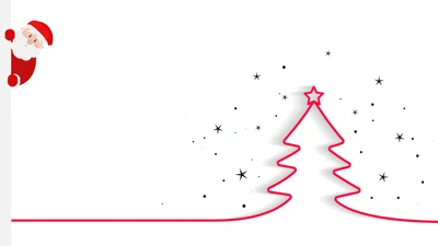 Minimalist Christmas Design with Santa Claus and a Stylized Tree