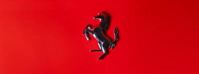 Logo de Ferrari: Caballo negro saltando sobre fondo rojo