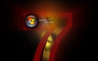 Logotipo y texto de Windows 7 con diseño gráfico rojo