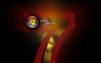 Windows 7-Logo und Text mit rotem Grafikdesign