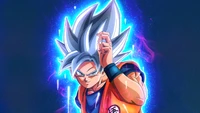 Goku as Super Saiyan Blue: Energetic Anime Transformation in 4K