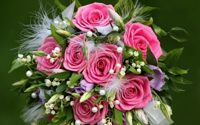 flower bouquet, rose, pink flowers, floristry, flower arranging