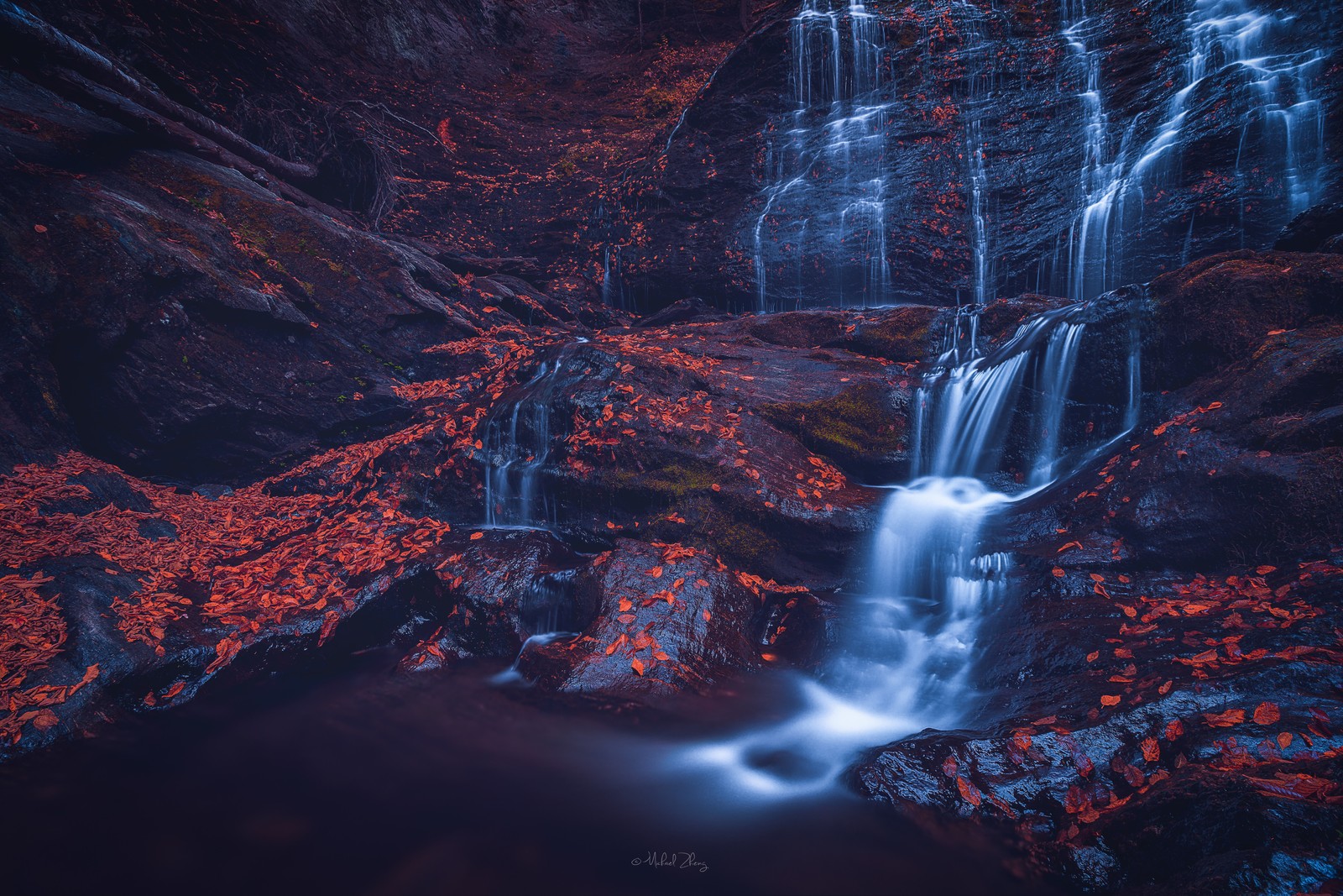 Скачать обои moss glen falls, водопад, камни, stowe, вермонт