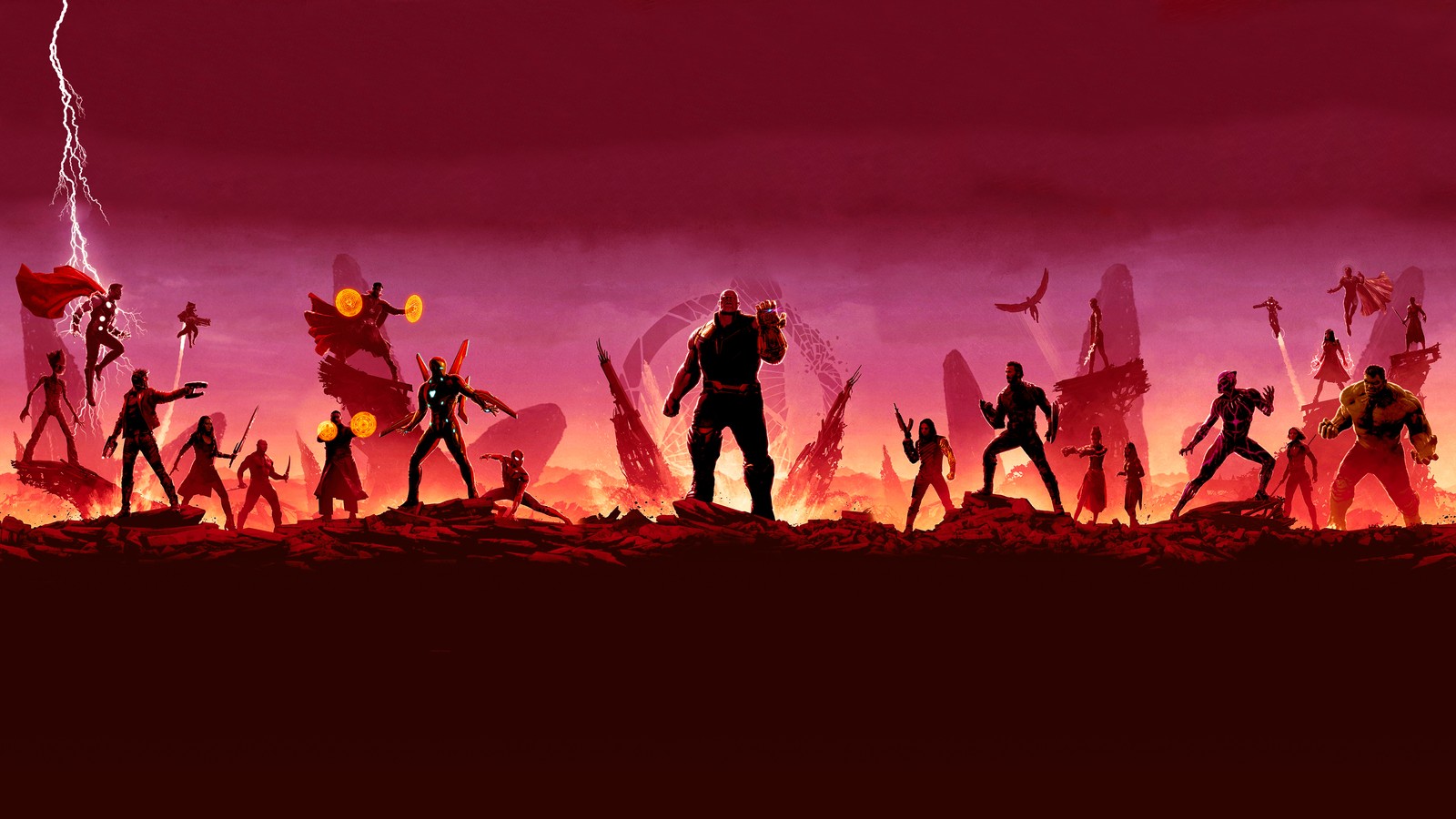 Lade avengers infinity war, illustration, marvel superhelden, marvel superheroes, thanos Hintergrund herunter