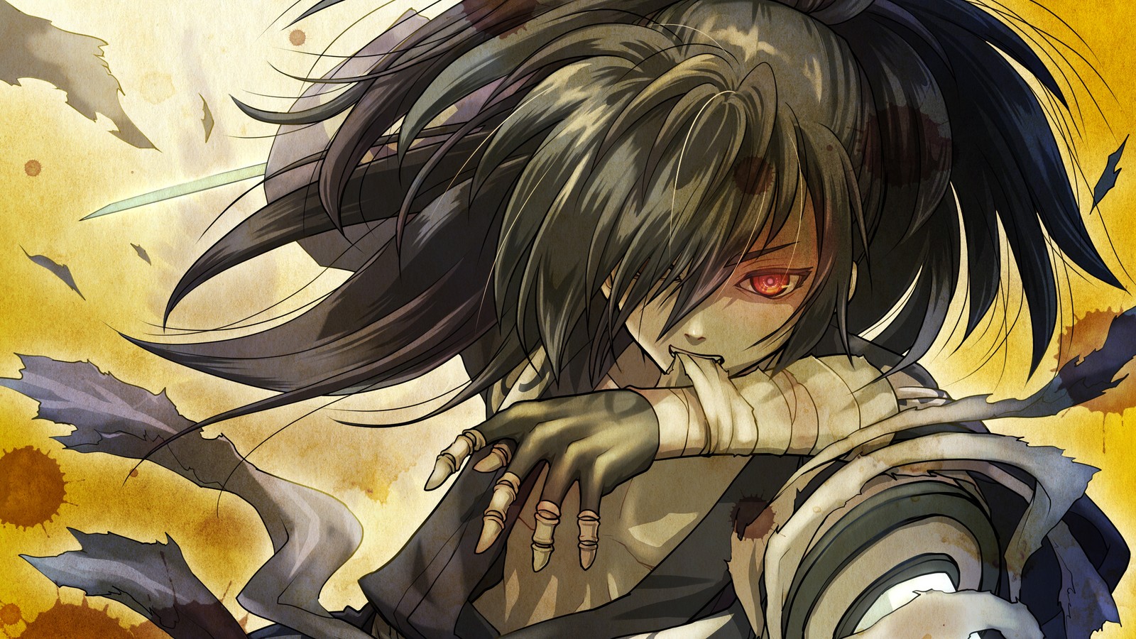 Anime, chica anime, arte anime, cabello negro, ojos, peinado (hyakkimaru, dororo anime, anime)