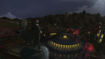 Nighttime in the Hidden Leaf Village: A Ninja's Vigil