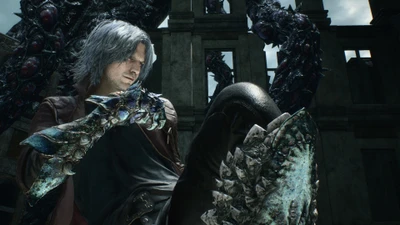 Dante com o Braço do Diabo Pronto para a Batalha em Devil May Cry 5