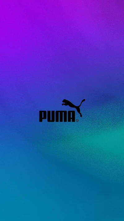 Logo de PUMA sobre un fondo de degradado vibrante