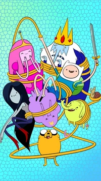 Adventure Time Characters Playfully Bound Together