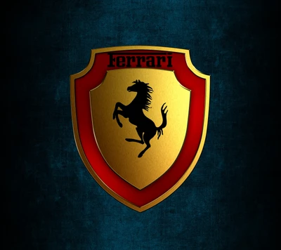 Logotipo da Ferrari em um fundo de escudo dourado