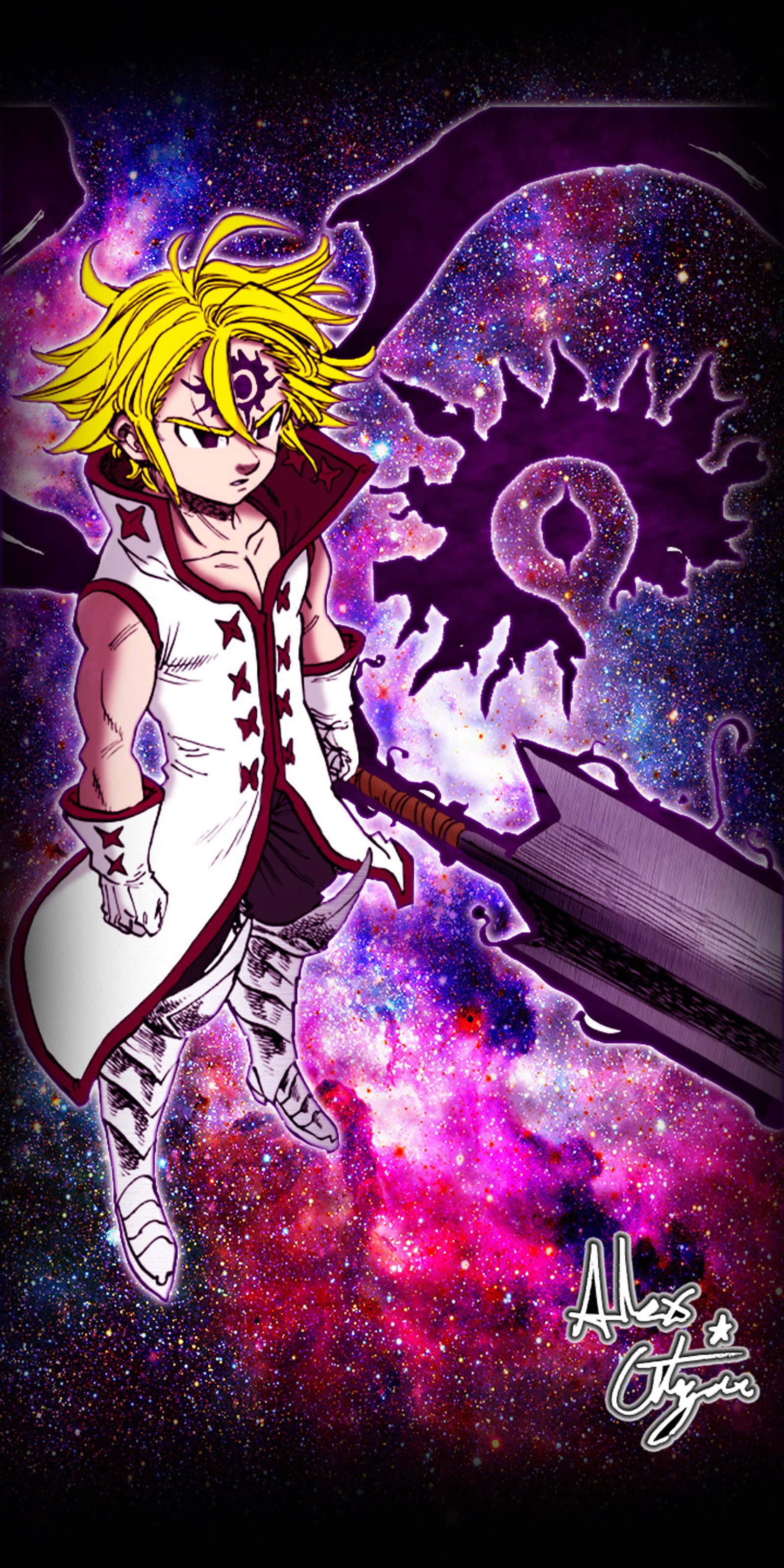 Fondos de anime de un chico con una espada en la galaxia (anime, hd, nanatsu no taizai)