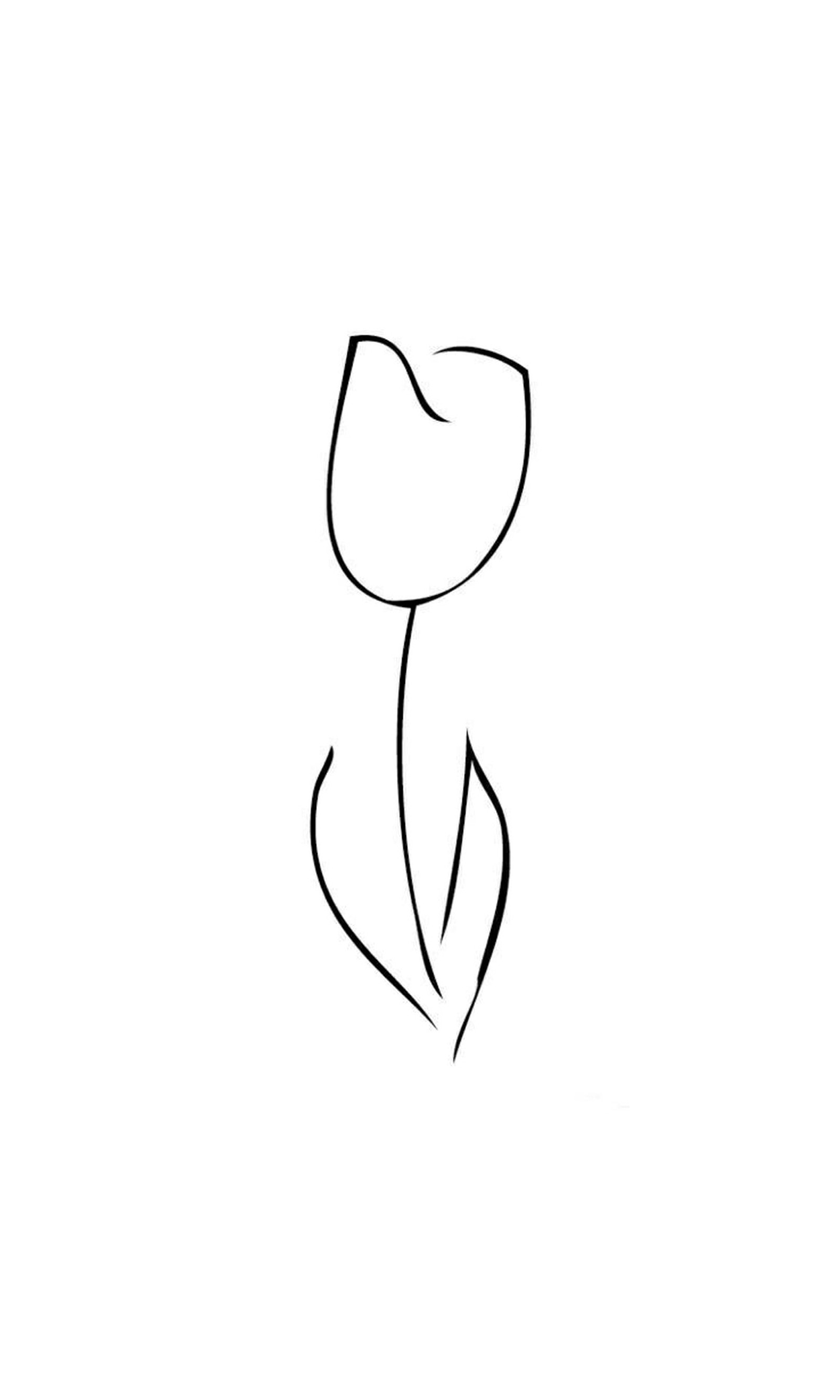 A drawing of a single flower with a stem in the middle (black, minimal, minimalistic, new, wallpaper)