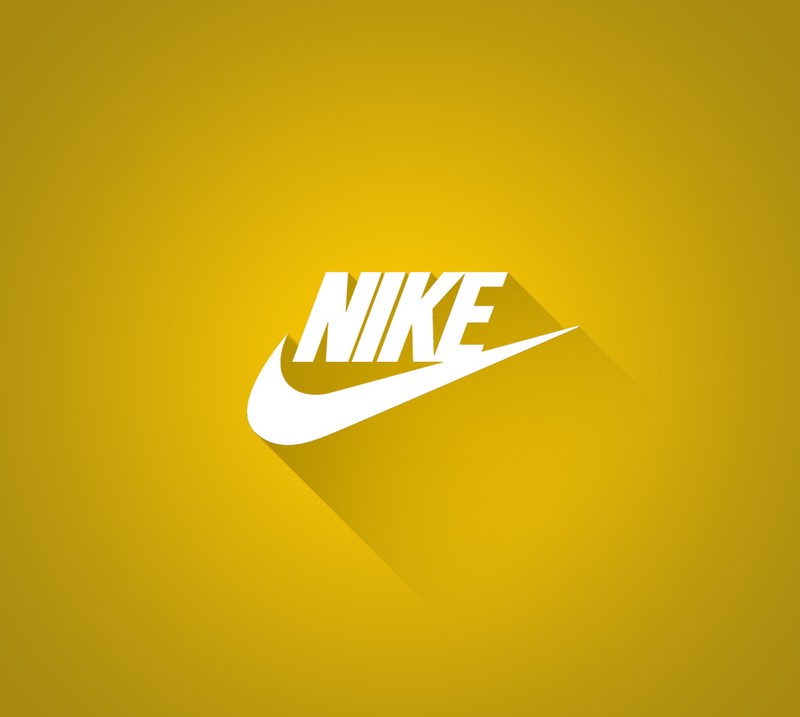 Белый логотип nike на желтом фоне (amarollo, марка, nike)