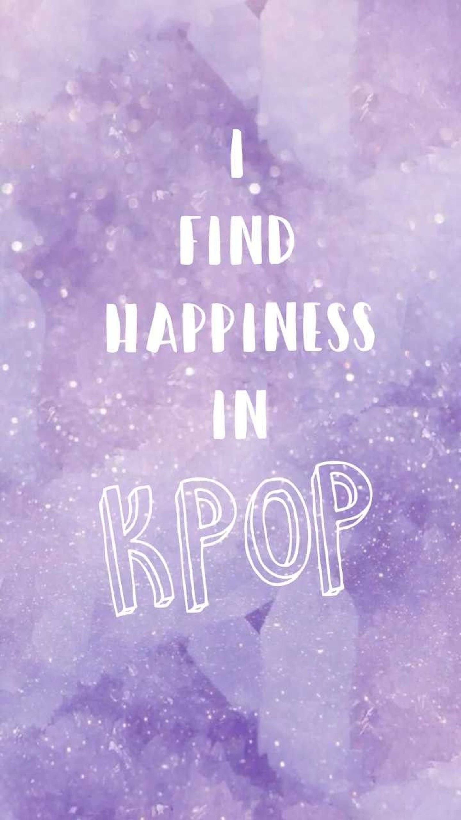 Affiche violet et blanc avec les mots et le bonheur dans le kpop (bonheur, coréen, kpop, joyeux, citations)