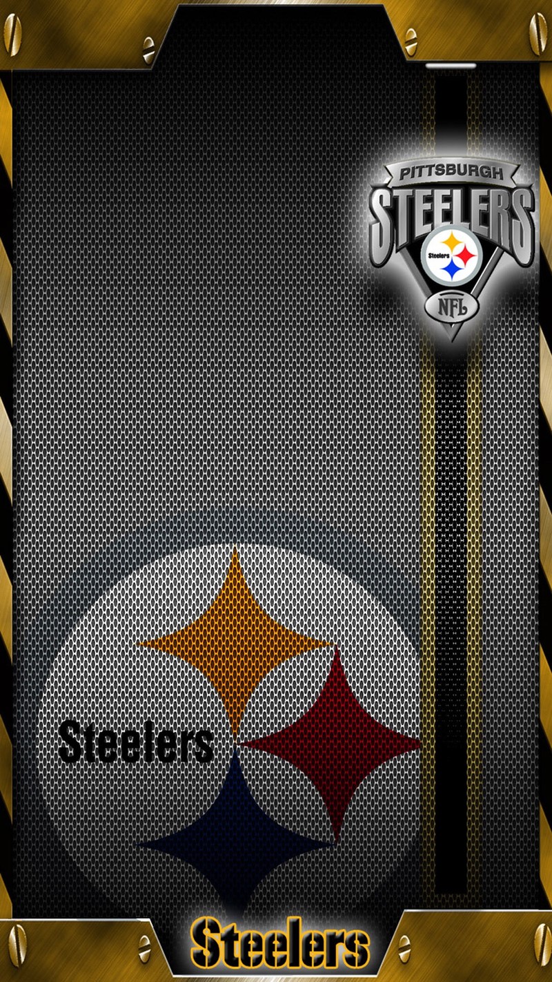 Близкий план логотипа пittsburgh steelers на металлическом фоне (afc, hd, nfl, север, стилерс)