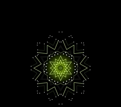 Neon Green Abstract Starburst Design on Black Background