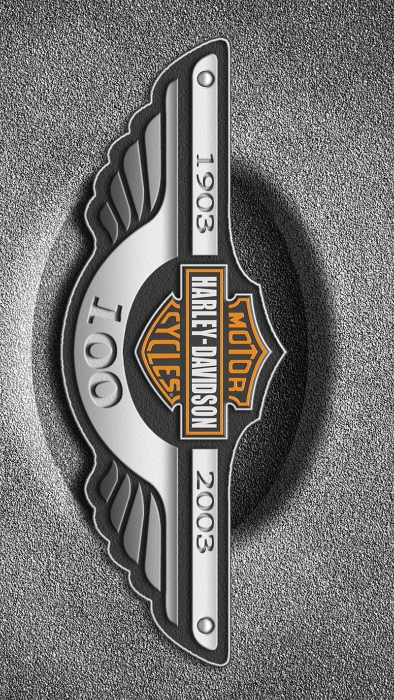 Крупный план эмблемы мотоцикла на металлической поверхности (100th anniversary, harley davidson, логотип)