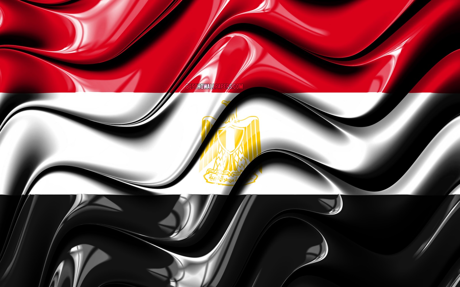 Близкий план флага с волнистым узором (египет, египетский, egyptian flag, флаг, flag of egypt)